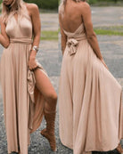 Elfriede | Schickes Sommer Wickelkleid Champagner Abendkleid - Helenas Welt