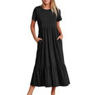 Erelindea | Luftiges mit Taschen Sommerkleid Armee grün Maxikleid - Helenas Welt