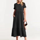 Erelindea | Luftiges mit Taschen Sommerkleid Schwarz Maxikleid - Helenas Welt