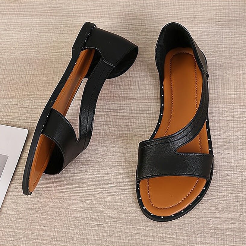 Fereluna | Elegante Flache Sandalen Damen in Schwarz-4