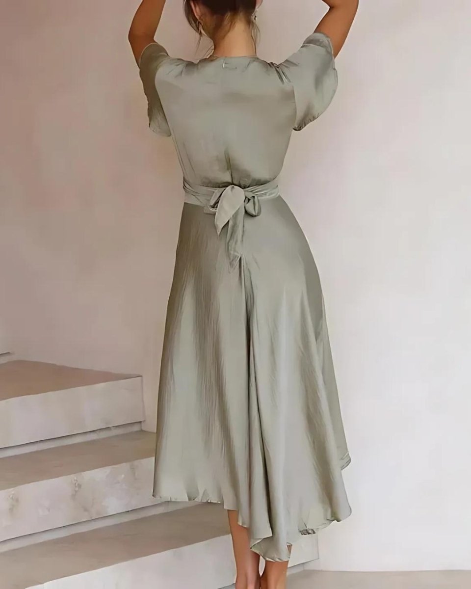 Florinde | Charmantes Vintage Kleid Grün Wickelkleid - Helenas Welt