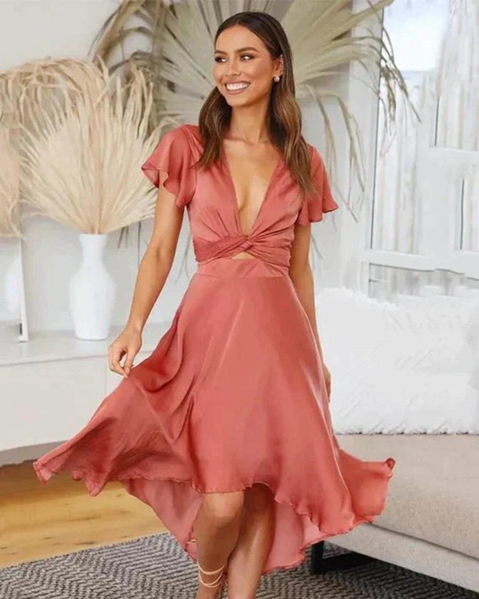 Florinde | Charmantes Vintage Kleid Orange Wickelkleid - Helenas Welt