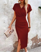 Liselotte | Verspieltes Midikleid Burgund Abendkleid - Helenas Welt