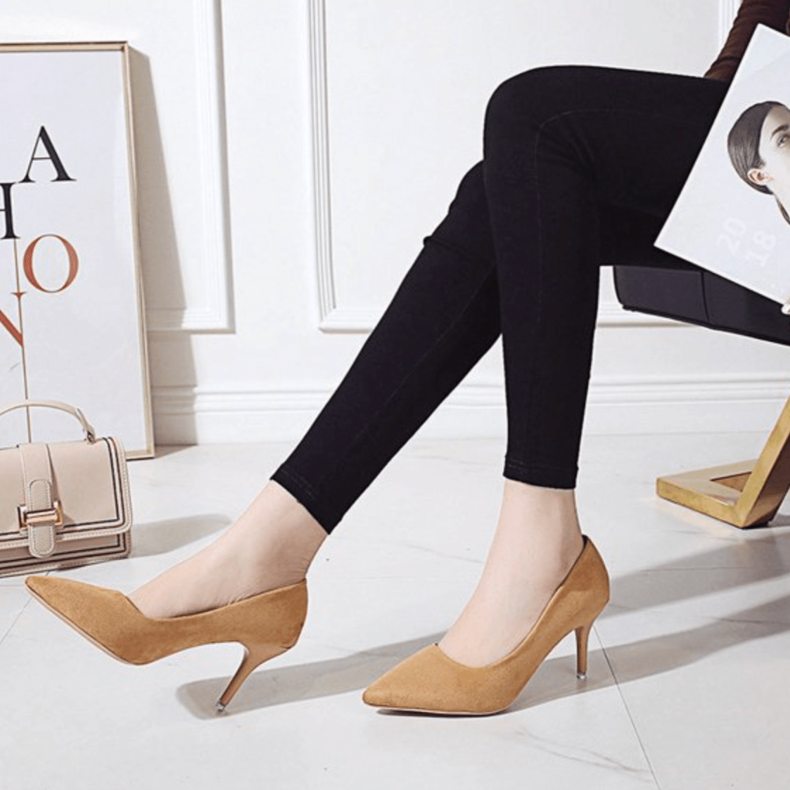 Selindra | Bequeme Pumps Schwarz mit Mittleren Absätzen-2
