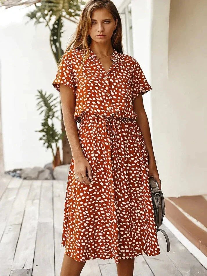 Xandria | Vintage - Flair Sommerkleid Orangerot Sommerkleid - Helenas Welt