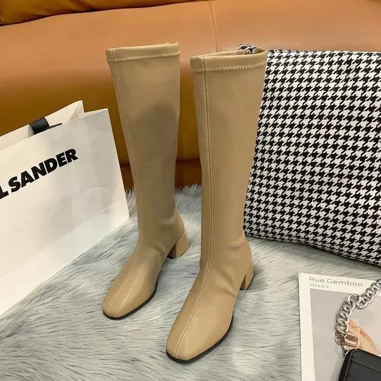 Drunelise | Elegante Kniehohe Stiefel Schwarz Mit Absatz-2
